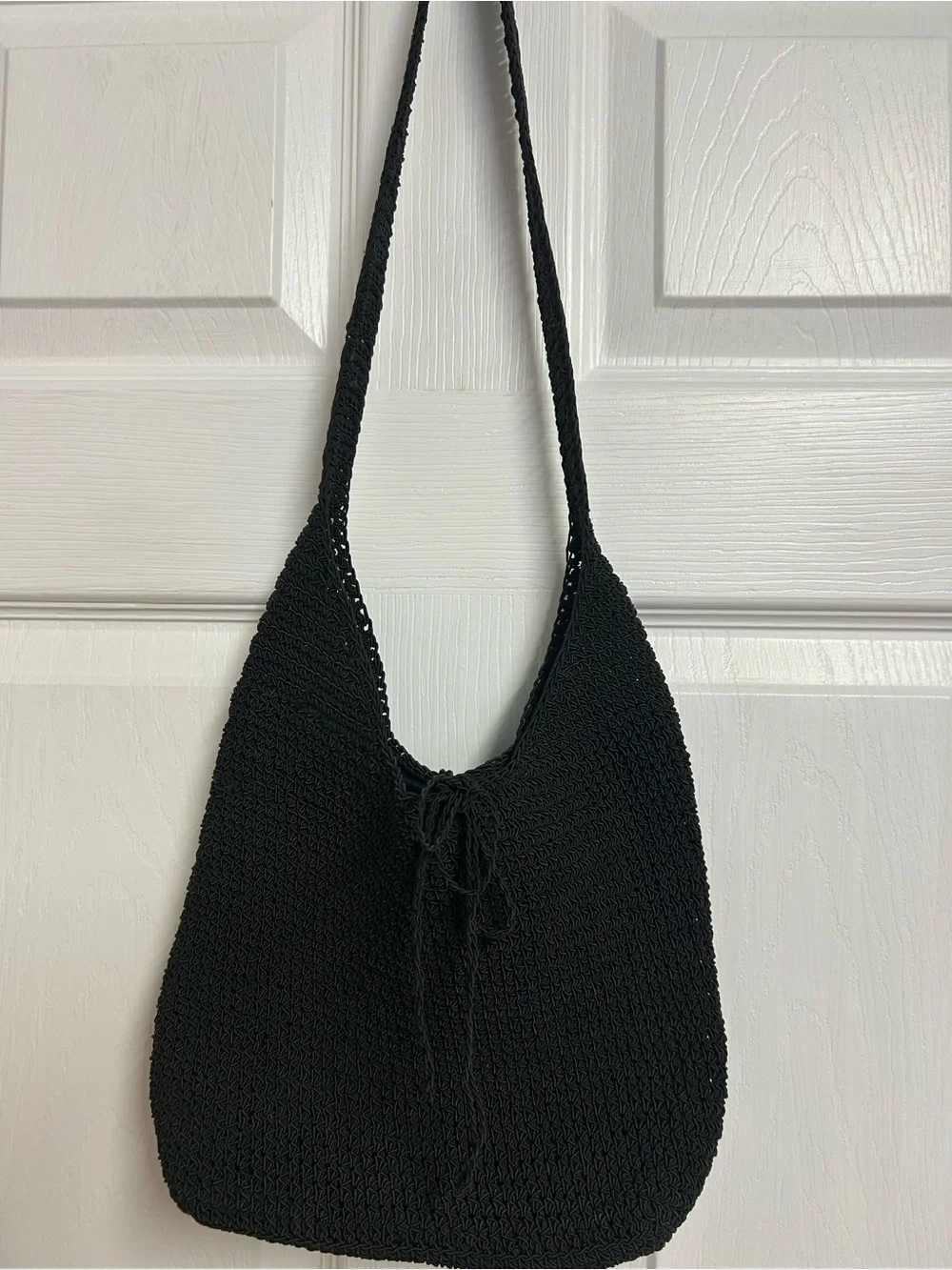 Kathie Lee Collection Black Crochet Hobo Bag